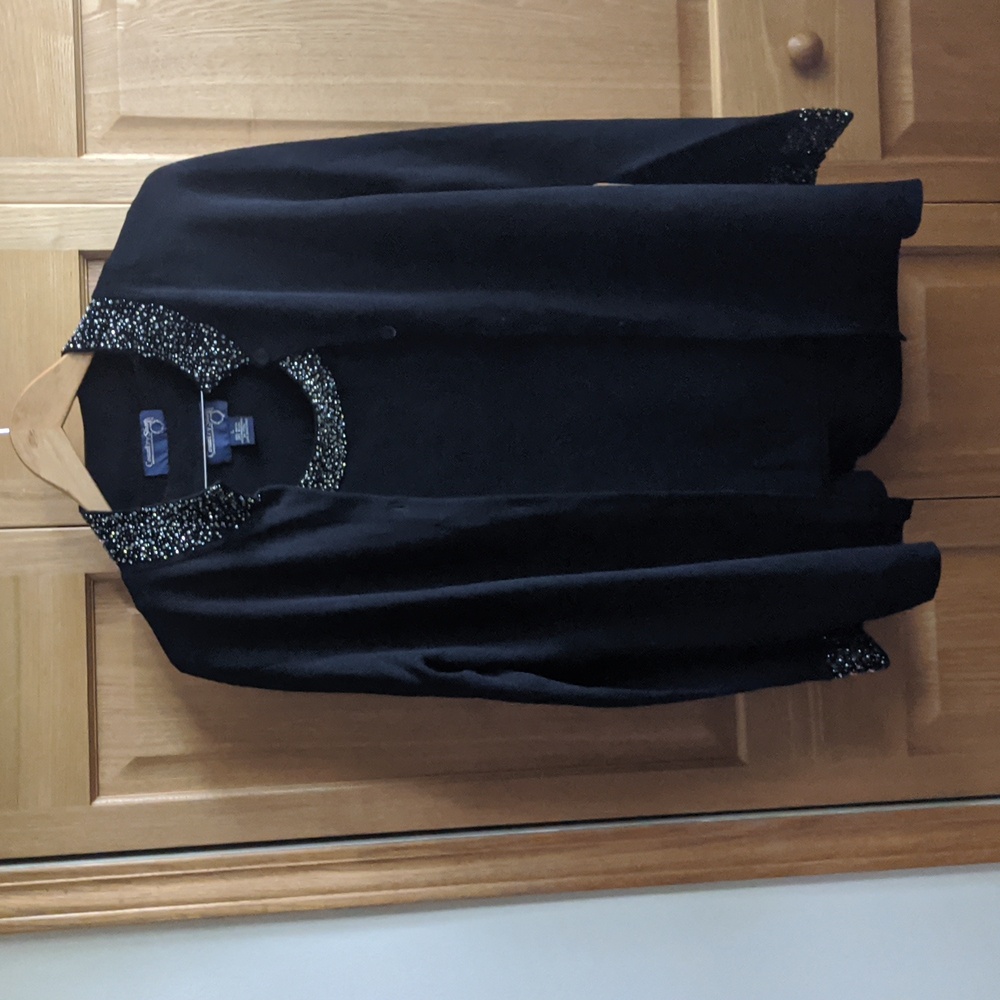Country Shop Black Cardigan Two Piece Sweater Size L